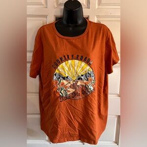 SHEIN Orange Graphic Tee - Short Sleeve